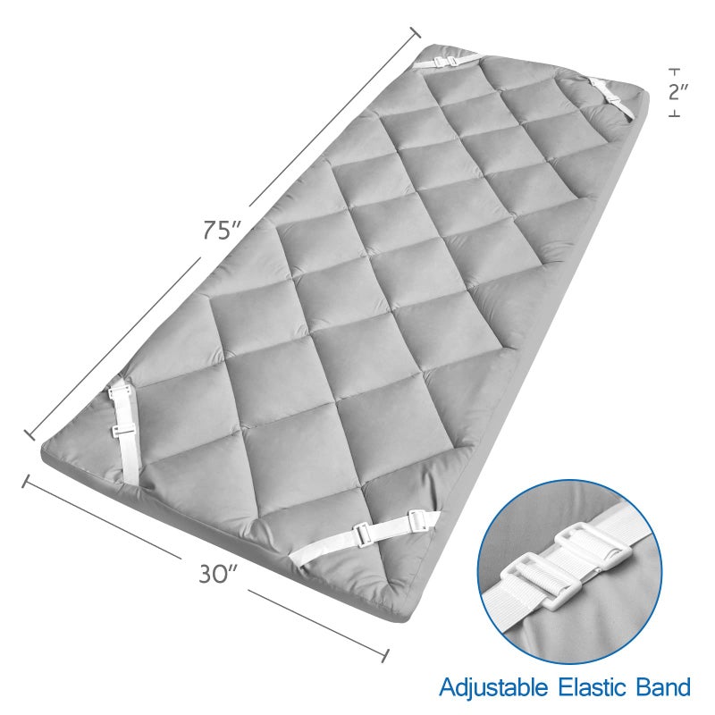 Coldwind Cot Mattress Pad (Improved Thickness) Quilted Cot Pads for Camping, Sleeping Mattress Topper 30" X 75" for Camp/Rv Bunk/Narrow Twin Beds, Gray - Image 2