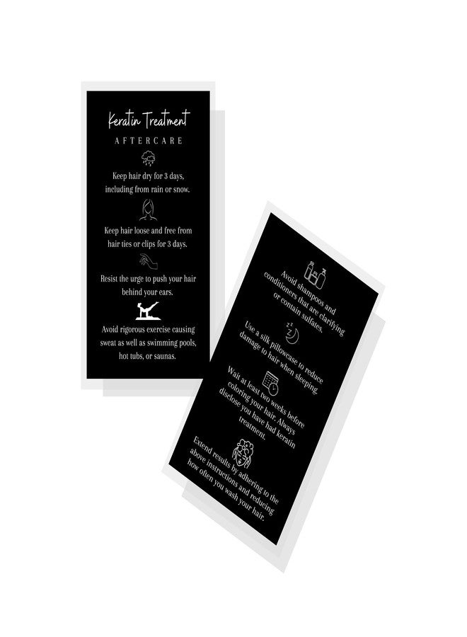Lashicorn Keratin Treatment Aftercare Instruction Card | Physical Printed 2x3.5” inches Business Card Size | Hair Care Card Handouts for Salons | Black and White Design - Image 1