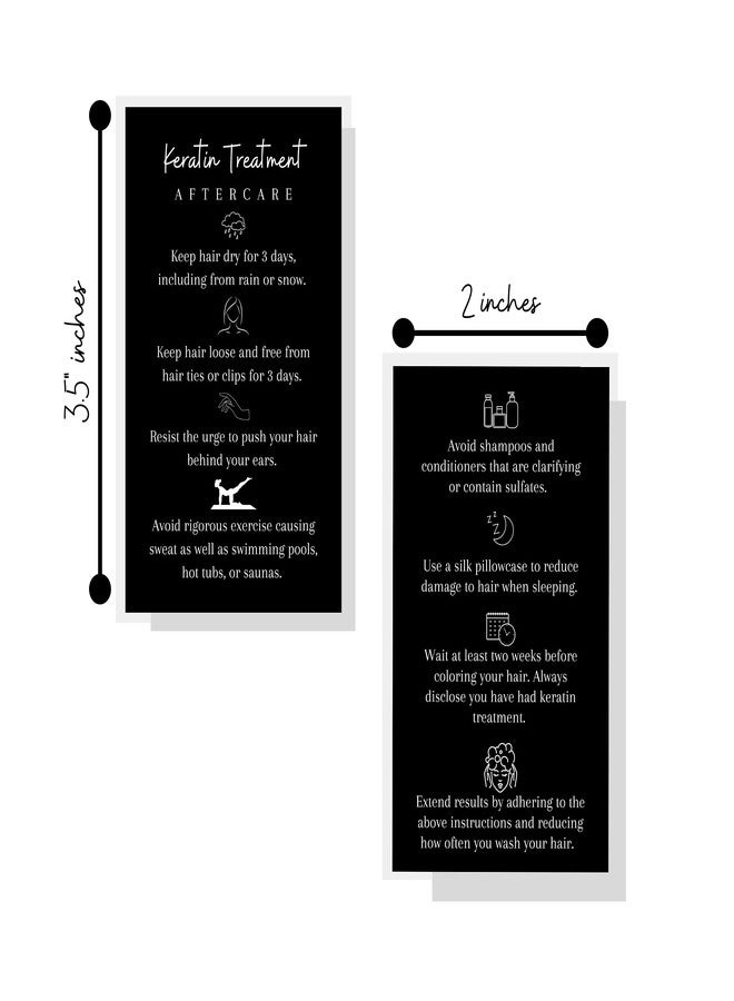 Lashicorn Keratin Treatment Aftercare Instruction Card | Physical Printed 2x3.5” inches Business Card Size | Hair Care Card Handouts for Salons | Black and White Design - Image 2
