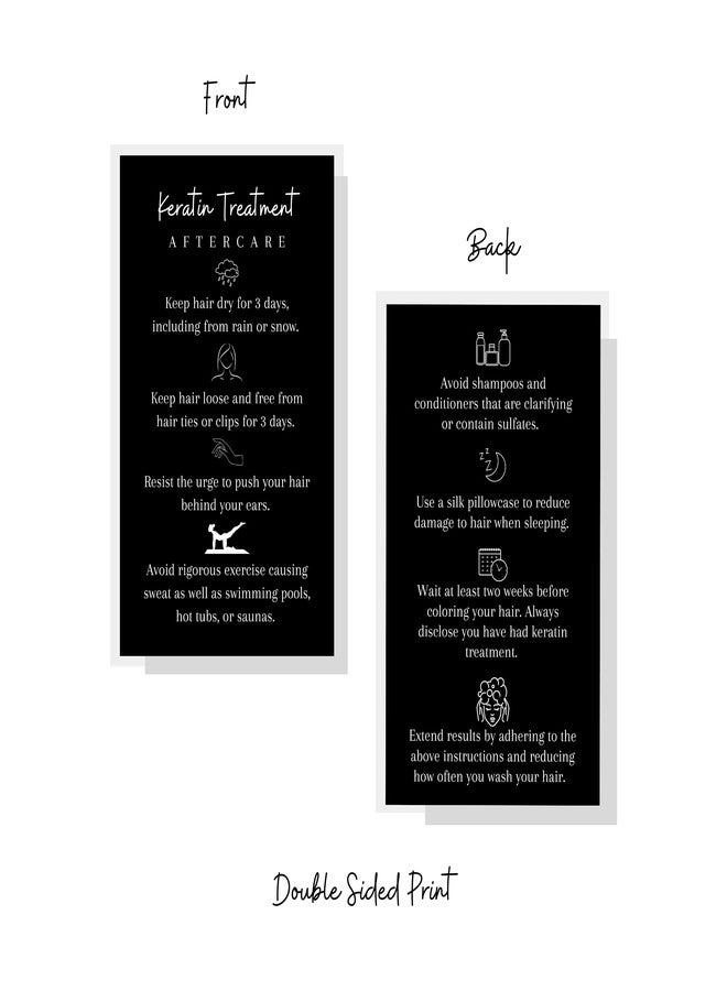 Lashicorn Keratin Treatment Aftercare Instruction Card | Physical Printed 2x3.5” inches Business Card Size | Hair Care Card Handouts for Salons | Black and White Design - Image 3