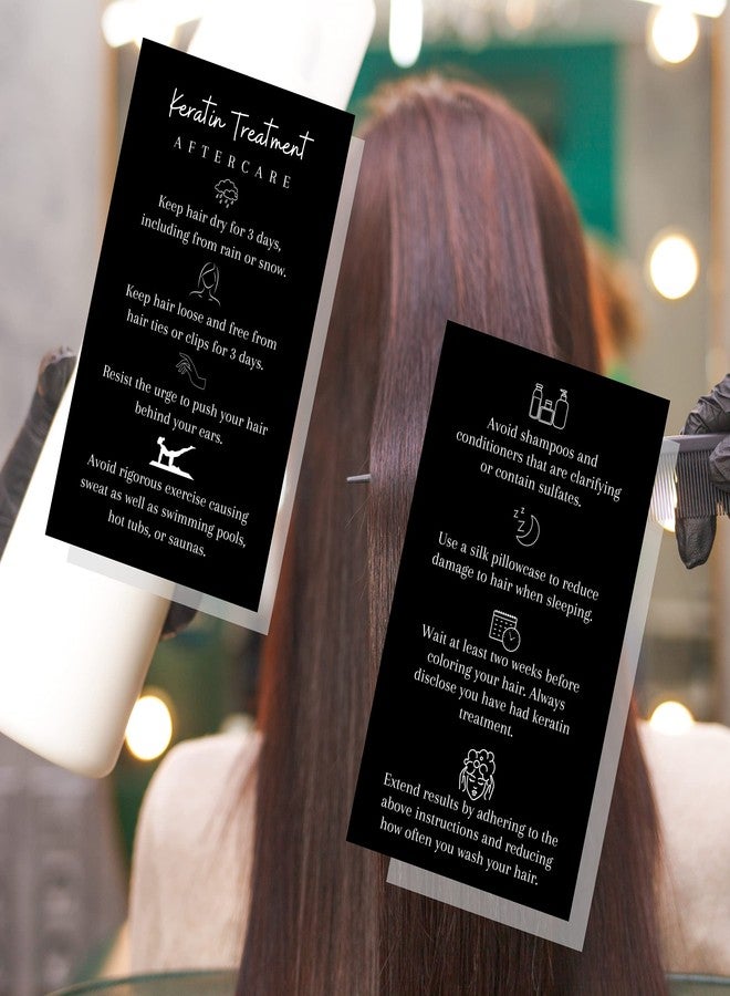 Lashicorn Keratin Treatment Aftercare Instruction Card | Physical Printed 2x3.5” inches Business Card Size | Hair Care Card Handouts for Salons | Black and White Design - Image 4