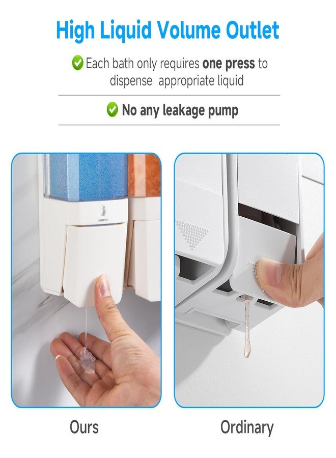 GlintGath Shampoo and Conditioner Dispenser,GlintGath Shower Dispenser 3 Chamber No Drill Shampoo Dispenser for Shower Wall Mounted Shower Soap Dispenser for Bathroom Hotel,Large Capacity 3 * 500ML,White - Image 3