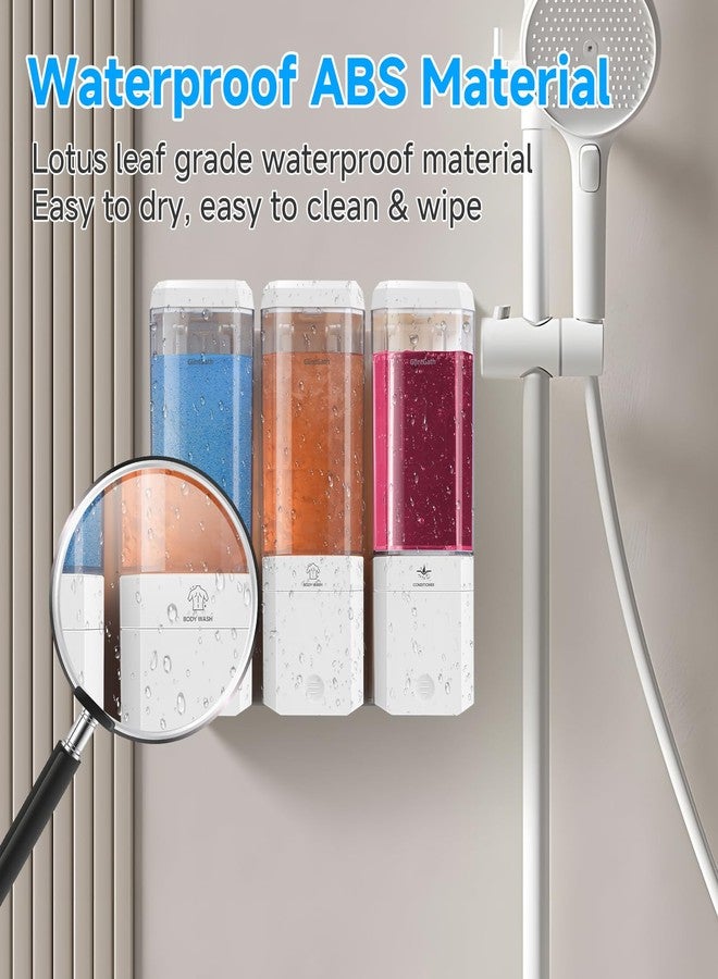 GlintGath Shampoo and Conditioner Dispenser,GlintGath Shower Dispenser 3 Chamber No Drill Shampoo Dispenser for Shower Wall Mounted Shower Soap Dispenser for Bathroom Hotel,Large Capacity 3 * 500ML,White - Image 4