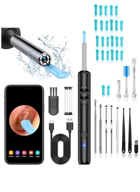 Ear Wax Removal Kit - Visible Ear Wax Remover with Camera, Otoscope with Light, Ear Cleaner with 28 Ear Pickers + 6 Ear Scoops, Wireless Ear Wax Remover for iOS, Android Phones