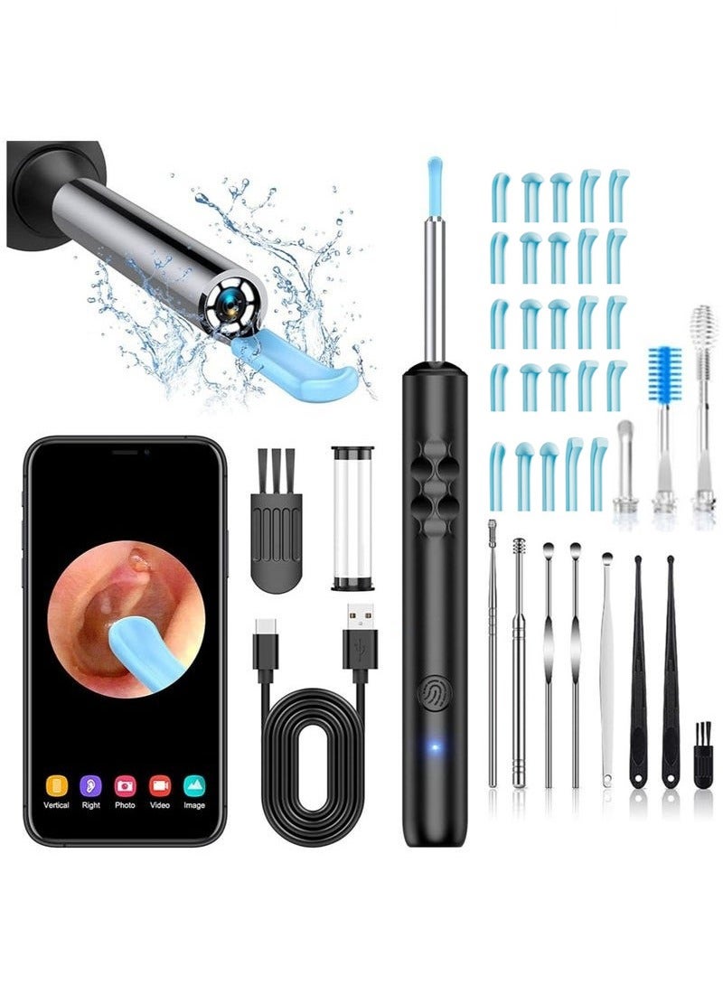 Ear Wax Removal Kit - Visible Ear Wax Remover with Camera, Otoscope with Light, Ear Cleaner with 28 Ear Pickers + 6 Ear Scoops, Wireless Ear Wax Remover for iOS, Android Phones