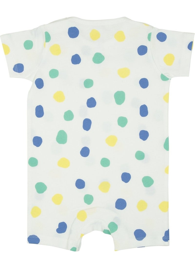 Jrmori Polka Dot Printed Short Jumpsuit with Snap on Shoulders  - Image 2