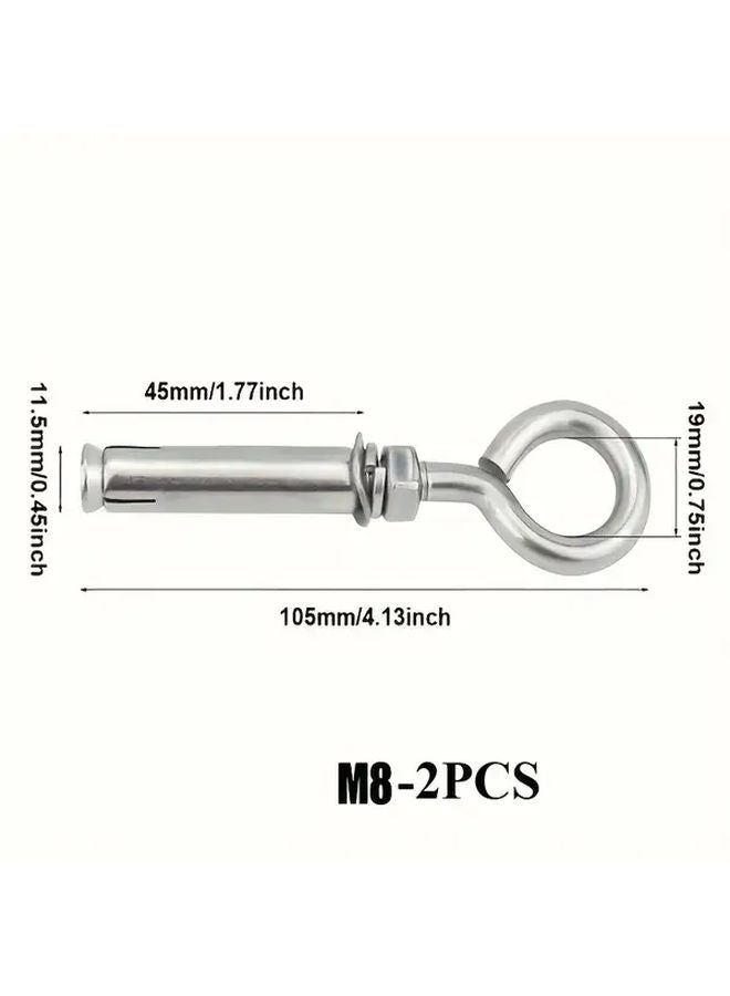 قطعتان من خطافات الحائط من الفولاذ المقاوم للصدأ M8 سهلة التركيب للتركيب الداخلي والخارجي - Image 1