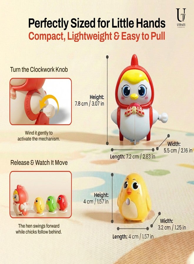 UTPATI Chicken Toys for Kids, Swinging Chain String Magnetic Hen with Chick Learning to Crawl Spring Toy, Crawling Wind-up Duck, Walking Chicken Cute Windup Toy for Boys Girls Toddler. (Red) - Image 3