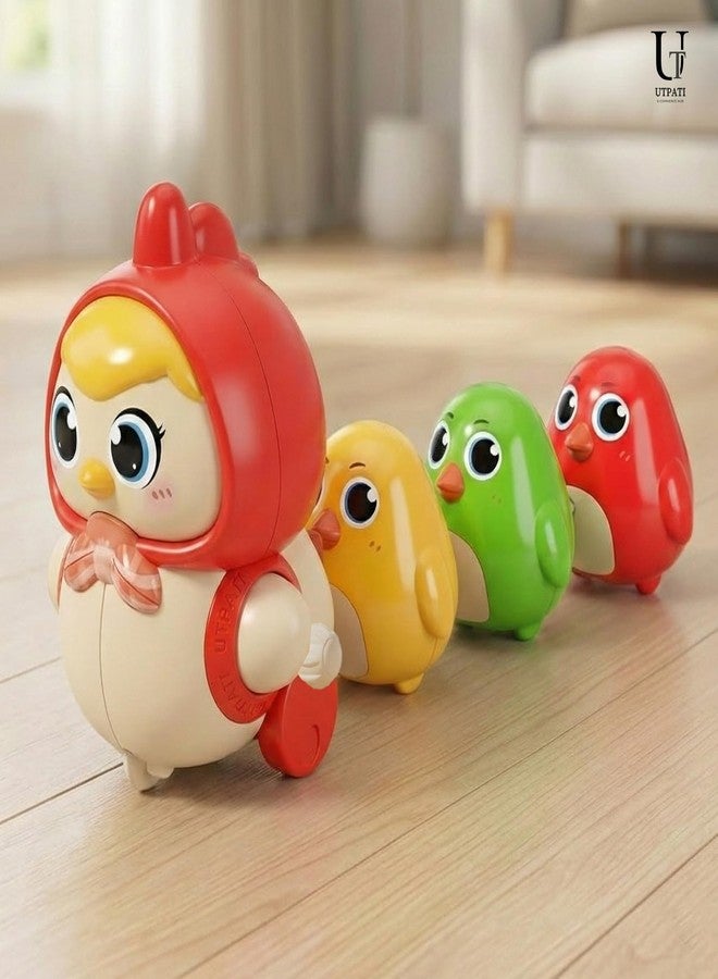 UTPATI Chicken Toys for Kids, Swinging Chain String Magnetic Hen with Chick Learning to Crawl Spring Toy, Crawling Wind-up Duck, Walking Chicken Cute Windup Toy for Boys Girls Toddler. (Red) - Image 2