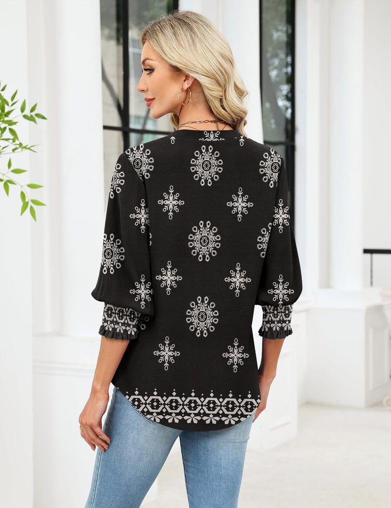 LOMON Button Down Shirts for Women 3/4 Length Sleeve Business Casual Blouses 2026 Summer Tops - Image 5