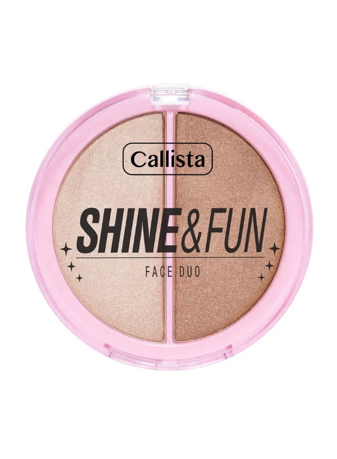 كاليستا مجموعة Shine & Fun للوجه 100 – كريم مضيء وبرونزر وأحمر خدود ثلاثي المفعول بملمس مزدوج - Image 1