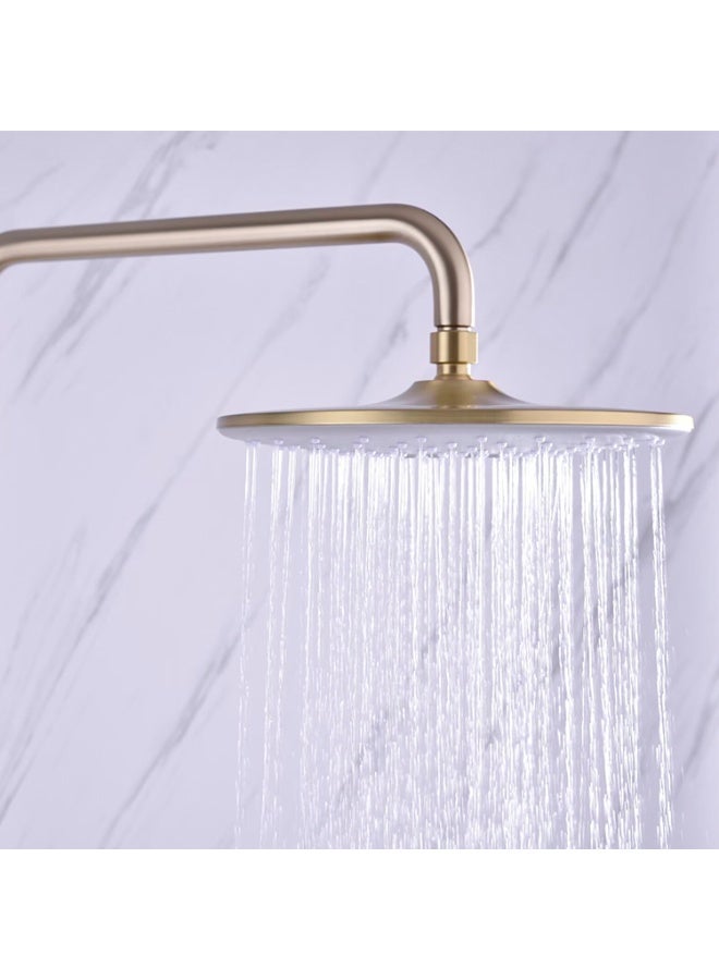 TASVORA Modern Exposed Shower Mixer Set | Gold Finish | Brass Body | Stainless Steel Tube | ABS Round Rain Shower Head with Hand Shower | Bathroom Shower System - Image 3