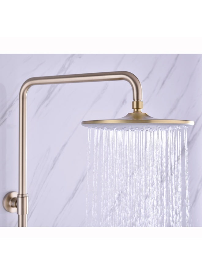 TASVORA Modern Exposed Shower Mixer Set | Gold Finish | Brass Body | Stainless Steel Tube | ABS Round Rain Shower Head with Hand Shower | Bathroom Shower System - Image 4