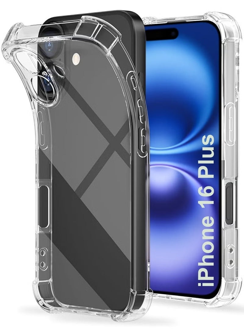 إلترازون Case Cover for iPhone 16 Plus - Ultra Clear Flexible Shockproof Silicone Back Case with Raised Edge Bump Protection, Anti-Yellowing Transparent Soft TPU Protective Phone Cover - Clear - Image 1