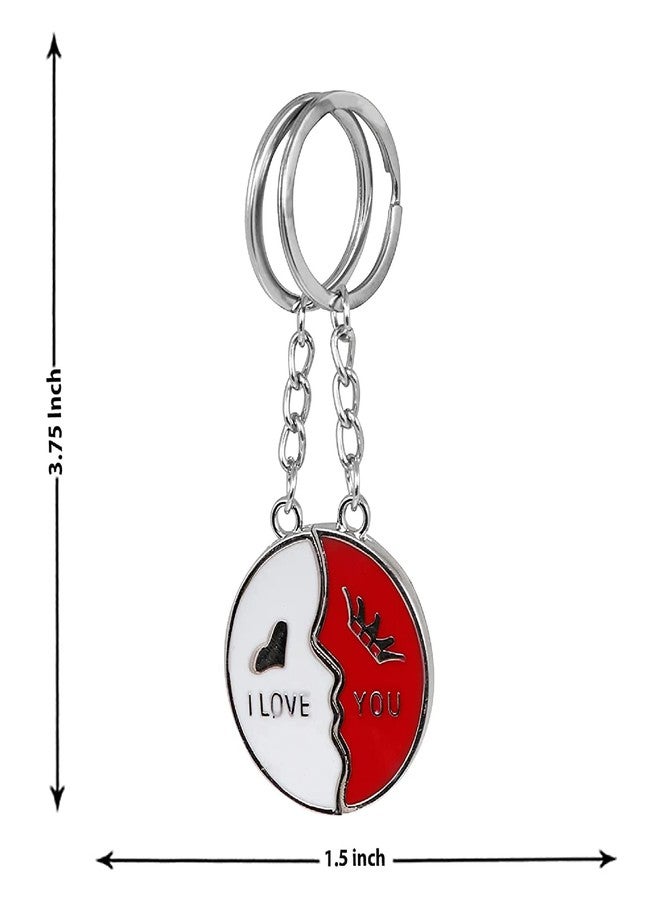 Buko Lovers Couple Half Broken Keychain Set Magnetic Connect Keyring Pendant Decoration, Stainless Steel Anti-Rust Keyring (COUPLE_CONNECT_LOVE_YOU) - Image 3