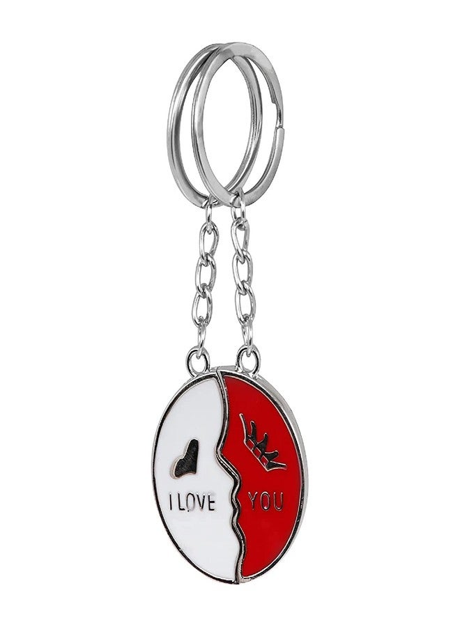 Buko Lovers Couple Half Broken Keychain Set Magnetic Connect Keyring Pendant Decoration, Stainless Steel Anti-Rust Keyring (COUPLE_CONNECT_LOVE_YOU) - Image 2