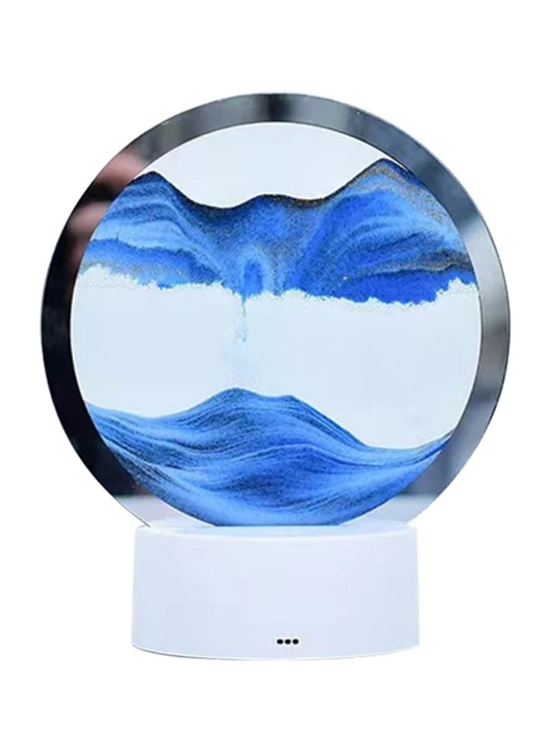 DubaiGallery 3D Sand Art Painting Desk Lamp Round Glass Kinetic Sandscapes with LED Light - Image 3