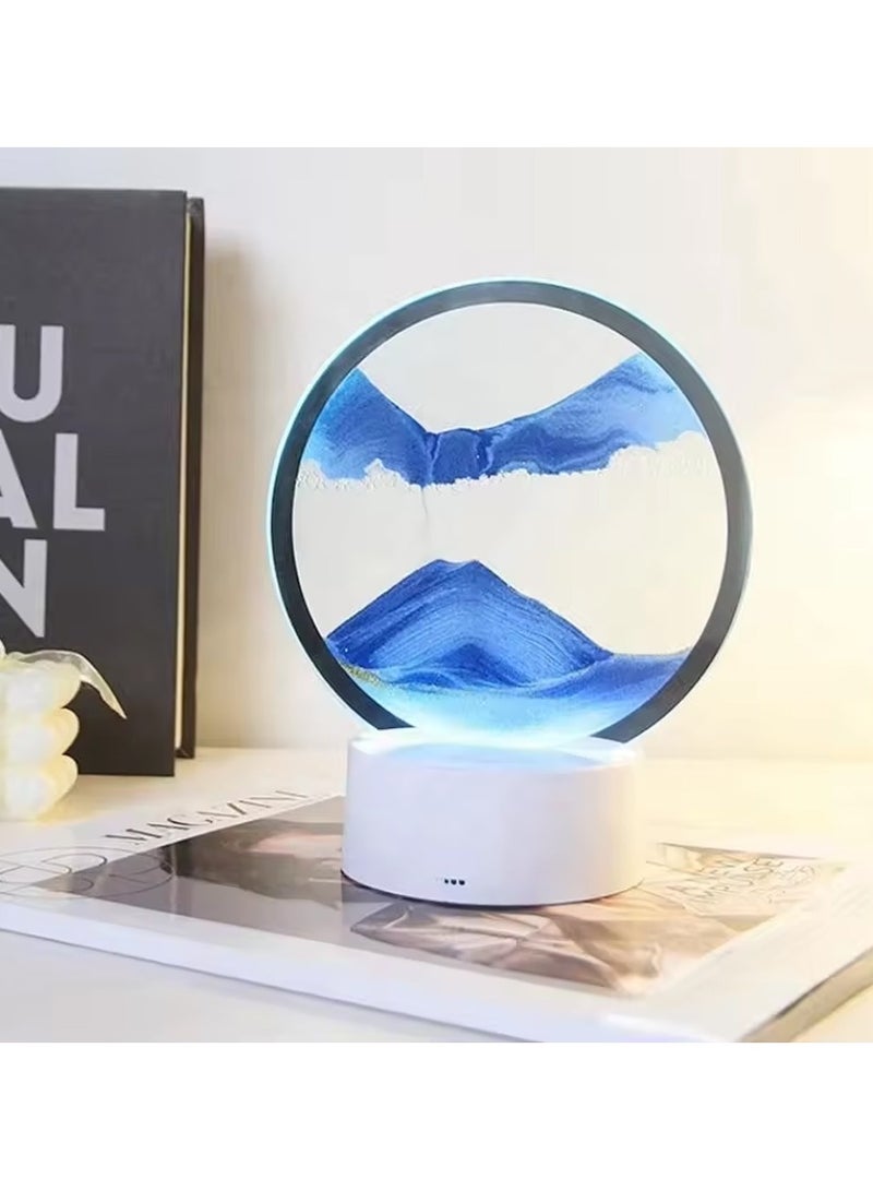 DubaiGallery 3D Sand Art Painting Desk Lamp Round Glass Kinetic Sandscapes with LED Light - Image 4