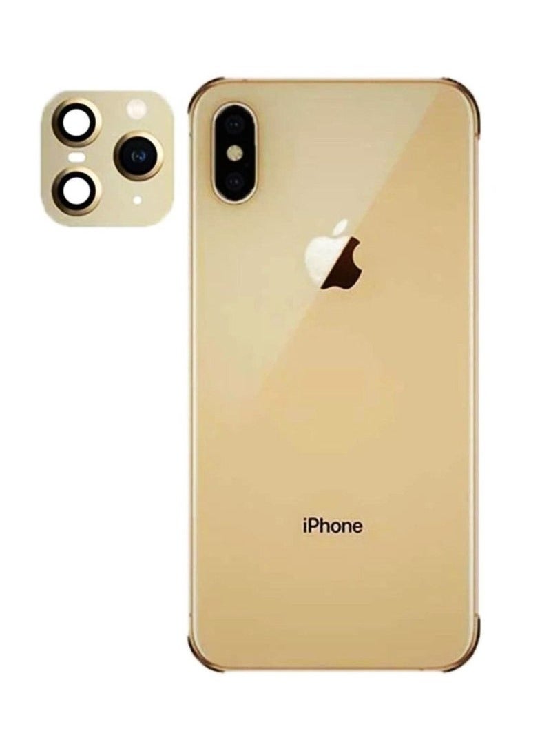 کاتانس iPhone X Duplicate Camera Lens Camera Upgrade Protective Lens Change iPhone X to 11 Pro Gold - Image 1