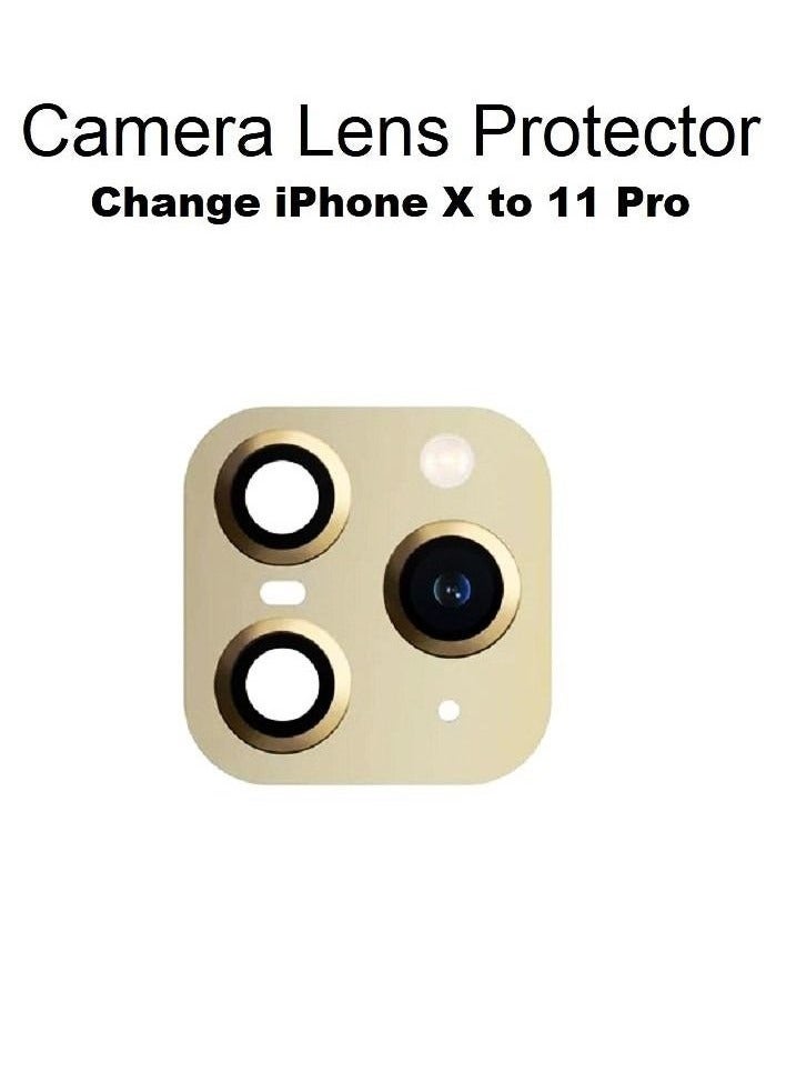 کاتانس iPhone X Duplicate Camera Lens Camera Upgrade Protective Lens Change iPhone X to 11 Pro Gold - Image 2