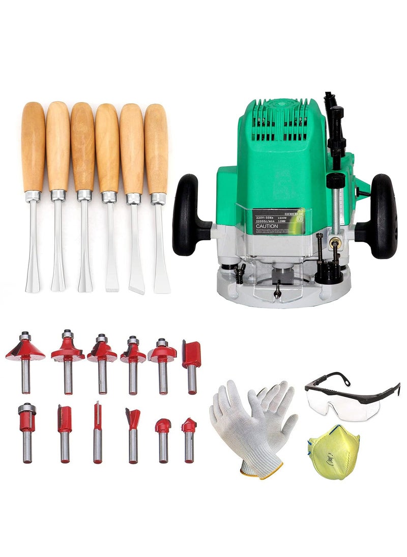 Digital Craft Digital Craft 12mm Wooden Router 1500W Electric Wood Sculpture Tool 220V Flat Edge Wood Engraving Machine Rotary Tool for Precision Carving and Engraving  - Image 1