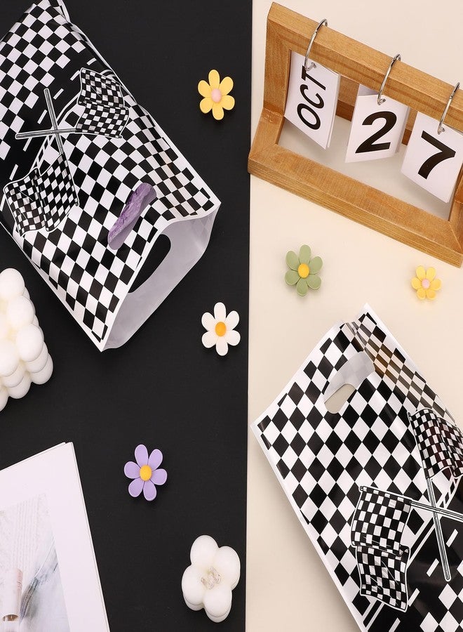 Fukaisu 50pcs Checkered Racing Gift Bags, Black and White Checkered Flag Candy Bags with Handles Speed Racing Theme Cookie Treat Goodie Party Favor Bag for Race Car Birthday Party Decorations - Image 4