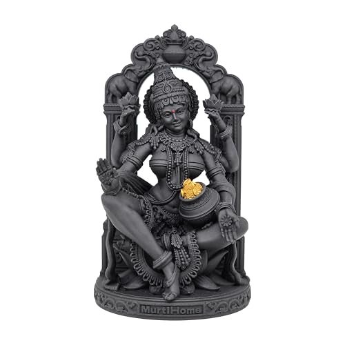 MurtiHome Lakshmi Devi Murti, 10.32 cm Height, Black, 3D Printed, UV Resin, Hindu Religious Idol of The Goddess of Fortune Mahalaxmi - Image 1