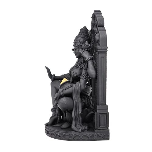MurtiHome Lakshmi Devi Murti, 10.32 cm Height, Black, 3D Printed, UV Resin, Hindu Religious Idol of The Goddess of Fortune Mahalaxmi - Image 4