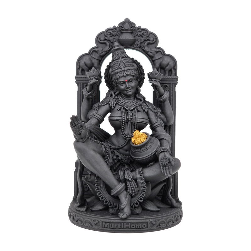 MurtiHome Lakshmi Devi Murti, 10.32 cm Height, Black, 3D Printed, UV Resin, Hindu Religious Idol of The Goddess of Fortune Mahalaxmi - Image 5