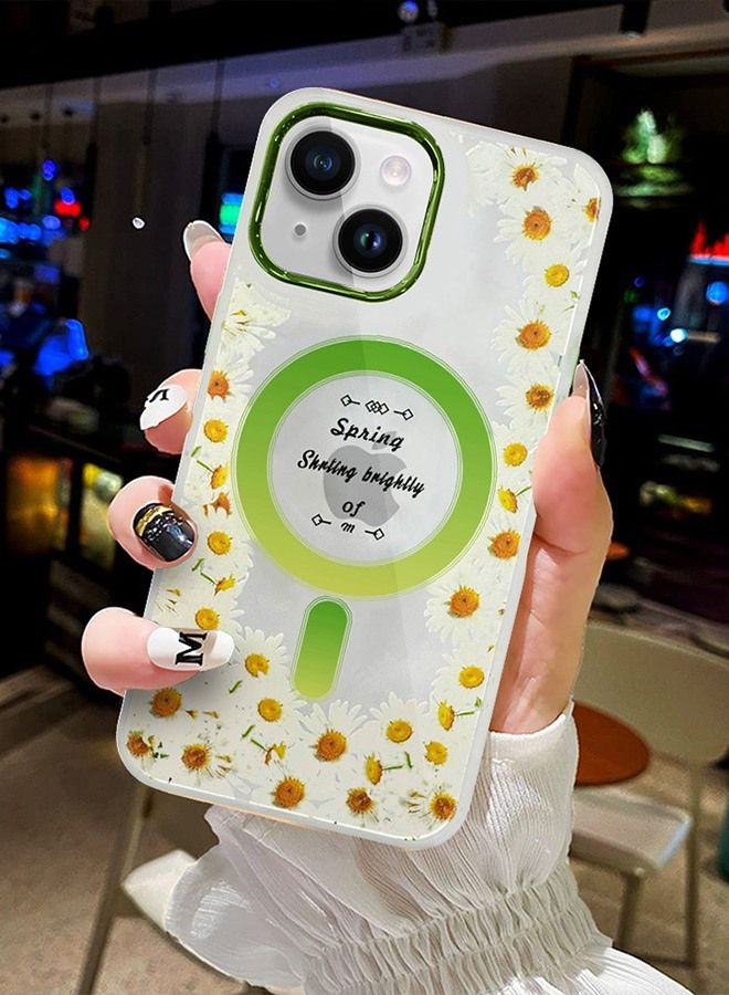 JOWAY Case for Apple iPhone 14 PLUS Romantique Floral Design Fashion Flower Compatible with MagSafe & Wireless Charging Cover GREEN - Image 5