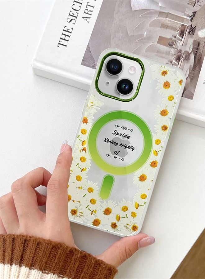 JOWAY Case for Apple iPhone 14 PLUS Romantique Floral Design Fashion Flower Compatible with MagSafe & Wireless Charging Cover GREEN - Image 2