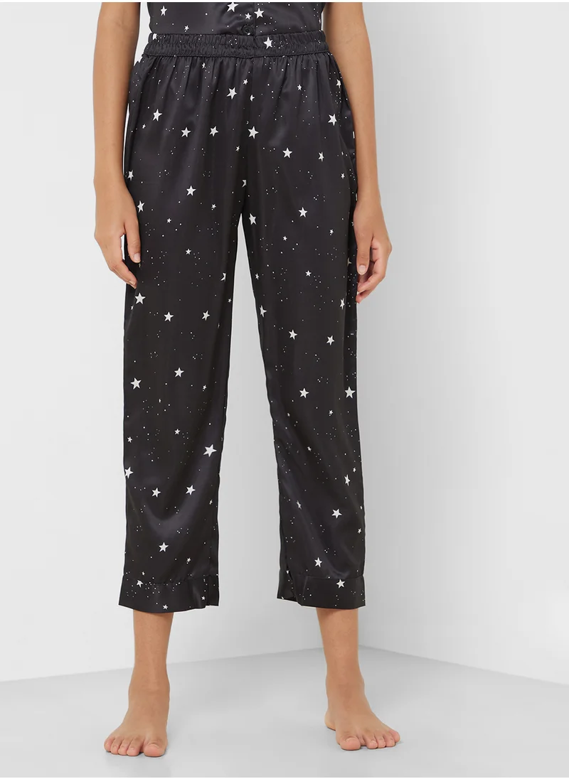 Ginger Satin Star Printed Shirt & Pjama Set