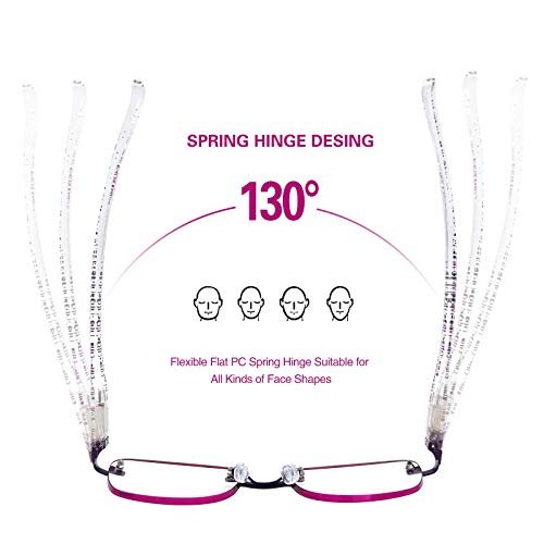 FEIVSN 3-Pack Rimless Reading Glasses For Women, Lightweight Spring Hinge Readers, Classic Elegant Artistic Eyeglasses UV 400 (Red 1.75 Etc) - Image 4