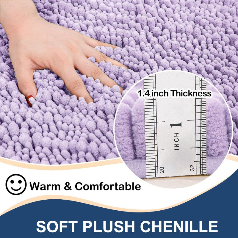 Arotive Luxury Chenille Bathroom Rug Mat  Extra Soft Thick Absorbent Shaggy Bath Rugs  Non-Slip Machine Wash Dry Plush Bath Mats for Bathroom  Shower  and Tub (24""x16""  Light Purple) - Image 1