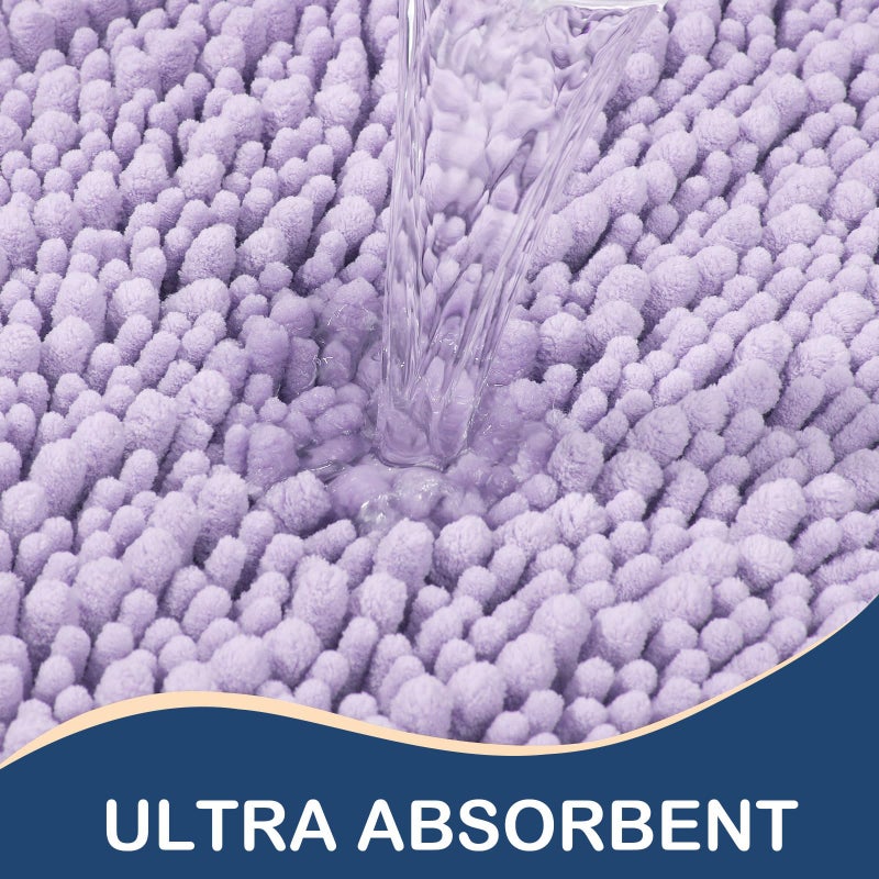 Arotive Luxury Chenille Bathroom Rug Mat  Extra Soft Thick Absorbent Shaggy Bath Rugs  Non-Slip Machine Wash Dry Plush Bath Mats for Bathroom  Shower  and Tub (24""x16""  Light Purple) - Image 2