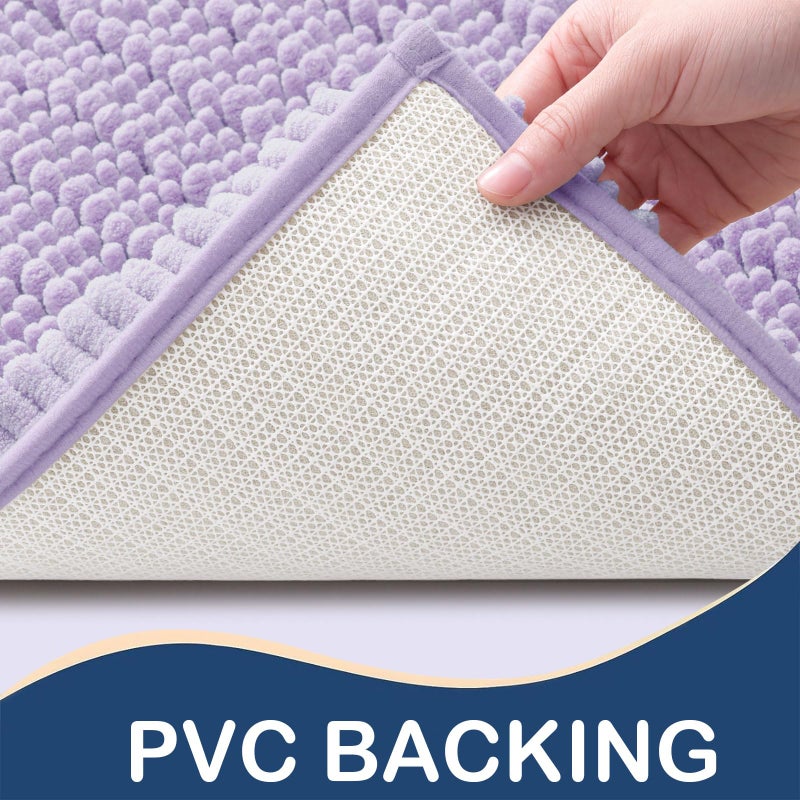 Arotive Luxury Chenille Bathroom Rug Mat  Extra Soft Thick Absorbent Shaggy Bath Rugs  Non-Slip Machine Wash Dry Plush Bath Mats for Bathroom  Shower  and Tub (24""x16""  Light Purple) - Image 3