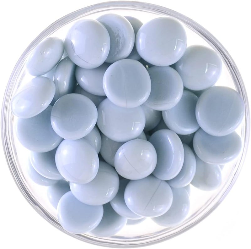KINGOU Flat Glass Gems/Marbles/Stones/Beads for Vase Filler, Table Scatter, Games - 1 Lbs (17-19mm, Approx. 3/4")-White - Image 3