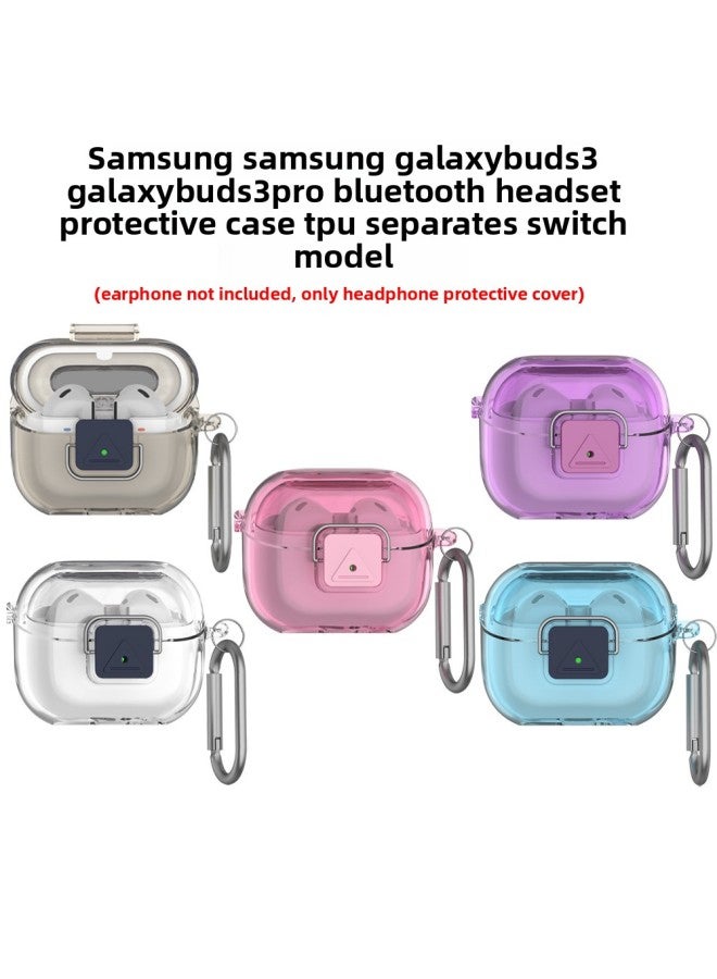 إسكدنيا غطاء حماية لسماعات بلوتوث SamsungFor SamsungGalaxy Buds3 من مادة TPU سبليت سويتش 3 برو-اللون: أزرق شفاف-الموديل: D55 - Image 2