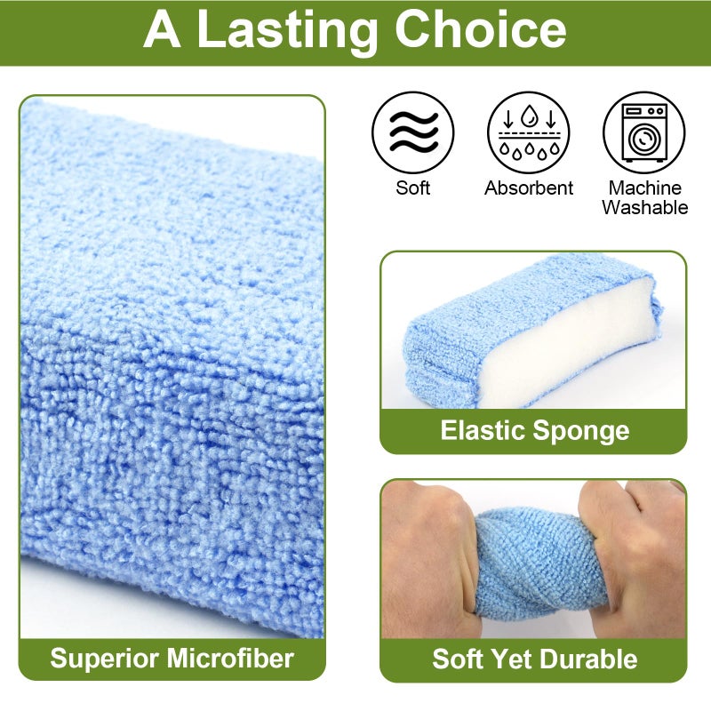 Mkobon 8 PCS Microfiber Applicator Pad, 4.7"x3.1" Scratch-Free Foam Buffing Scrub Pads, Car Wash Sponges for Effortless Detail Polishing, Waxing, Tire Shining, Interior Cleaning, Scrubbing (Blue) - Image 3