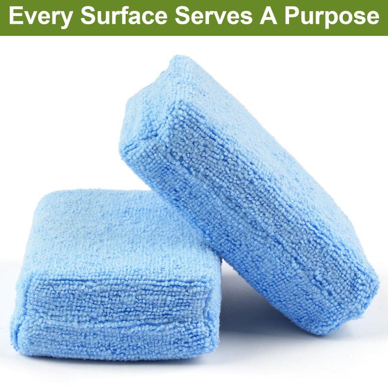 Mkobon 8 PCS Microfiber Applicator Pad, 4.7"x3.1" Scratch-Free Foam Buffing Scrub Pads, Car Wash Sponges for Effortless Detail Polishing, Waxing, Tire Shining, Interior Cleaning, Scrubbing (Blue) - Image 4