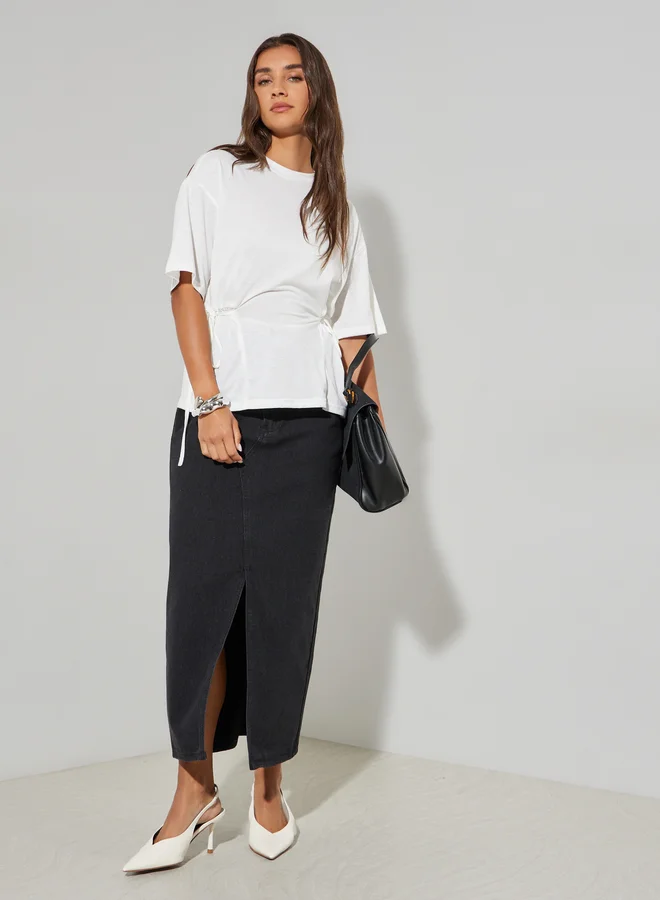 Styli White Tie-Side Detail T-Shirt