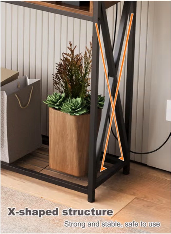 AnneFish 100*30*90cm Console Table with Power Outlet Sofa Table with  Storage Shelf and Entryway Table for Couch Hallway Entrance Living Room - Image 4