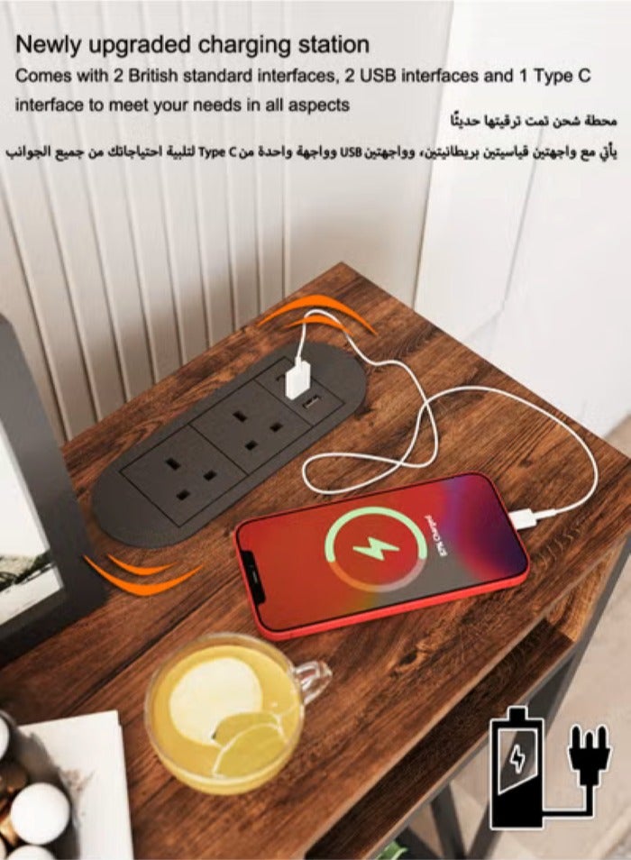 AnneFish 100*30*90cm Console Table with Power Outlet Sofa Table with  Storage Shelf and Entryway Table for Couch Hallway Entrance Living Room - Image 2