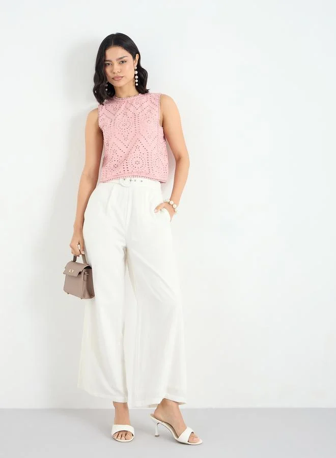 Styli Styli Women Wide Leg Belted Trousers