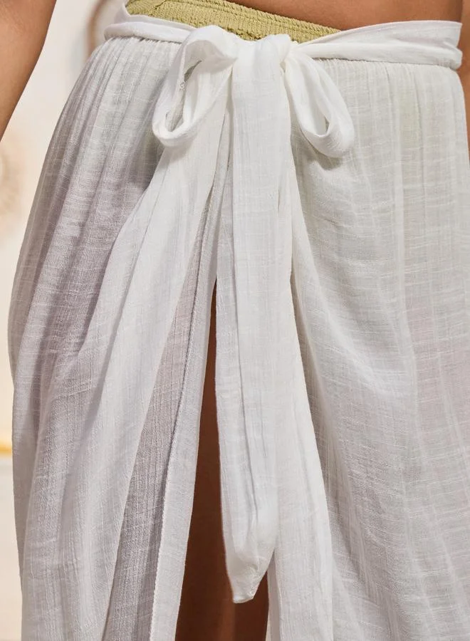 Styli  White Tie Waist Maxi Sarong for Women | Best Price UAE