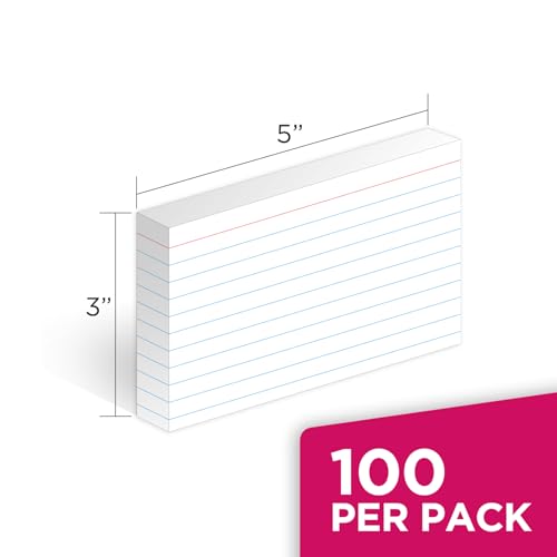 KAISA Lined Index Card 3"x5" Index Cards Flashcards, 300 Count Ruled on Front, Blank on Back Index Cards, White 3 pack of 100 Shrink - Image 2