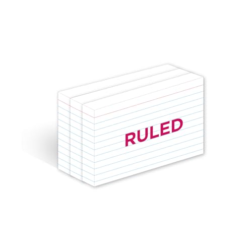 KAISA Lined Index Card 3"x5" Index Cards Flashcards, 300 Count Ruled on Front, Blank on Back Index Cards, White 3 pack of 100 Shrink - Image 3
