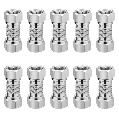 RFAdapter Male to Male Coax Connector, 10 Pack 75ohm F Type RG6 Coaxial Coupler Extension Adapter for Coax Cable, Wall Mounted TV, Wall Plates, Splitter, Amplifier, Antenna, Stable Signal Transmission - Image 1