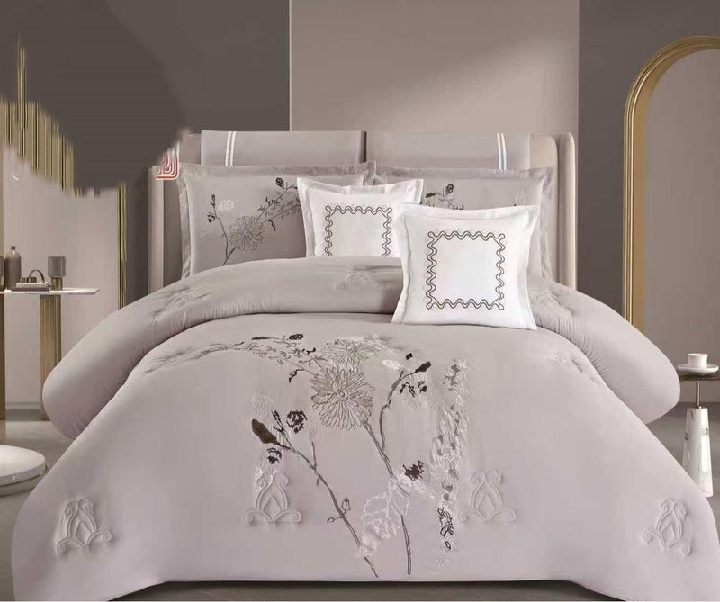 طقم مفرش نفرين صيفي دانتيل راقي وجودة عالية 8 قطع مقاس 240*260 سم