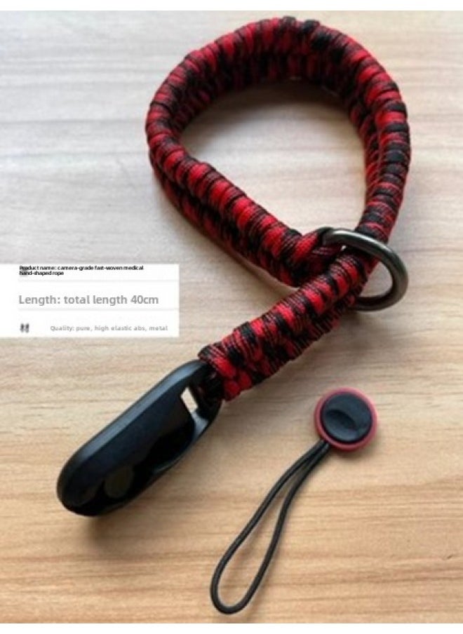 Generic Cotton Camera Strap SLR Camera Strap Decompression Retro Micro Single Photography Shoulder Strap Lanyard-Body Color:Ring Buckle Braided Wrist Strap Red + Red Tail Rope Quick Release  - Image 1